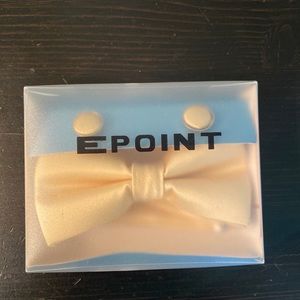 Epoint Gold Solid Silk Bow Tie, Hanky & Cufflinks for Men.